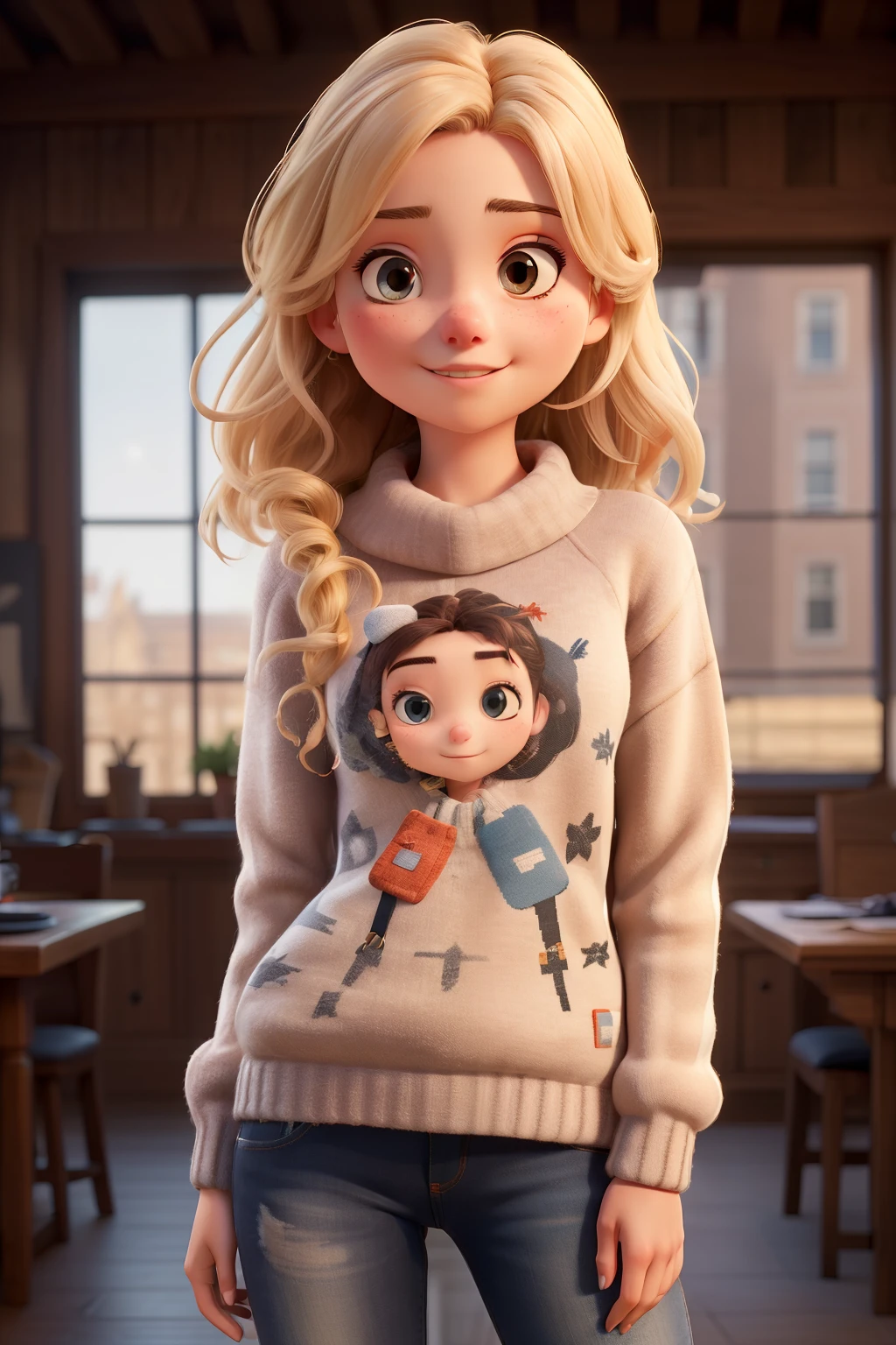 ((best qualityer)), ((work of art)), (detailded), 1 girl, ombro to ombro sweater,