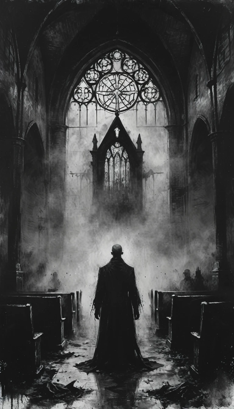a painting of a dead bodies, vampire the masquerade bloodlines, incredible art, gloomy background, nimbus, church ragged vestments, darksketch