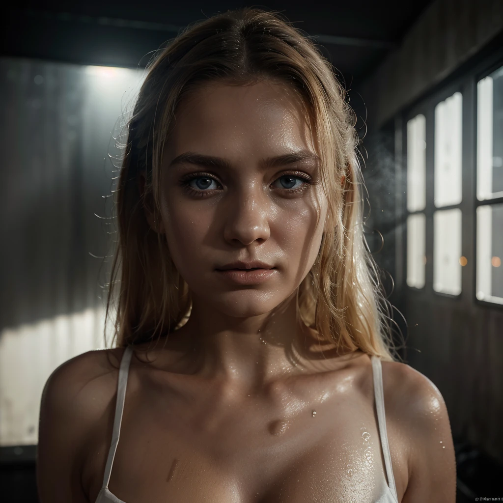 masterpiece, Best Quality, Digital actress Karol Costa , low water, 8k, Very detailed face, a perfect face, The perfect body, Posing, (intricate details:0.9), (HdR, Hyperdetail:1.2), (natural skin textures, hyperrealistic, luz outfit, sharp), (Intricate detail 1.5), In an abandoned warehouse, ((Lots of neon consecration.)).