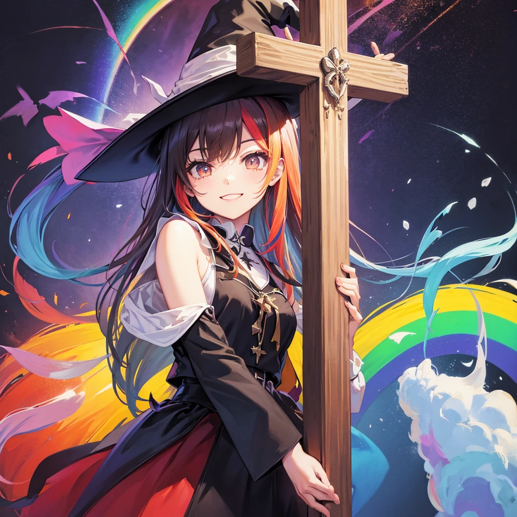 witch(Art room Painting on canvas(Crucifixion Slam Rainbow colors)smile)Poster