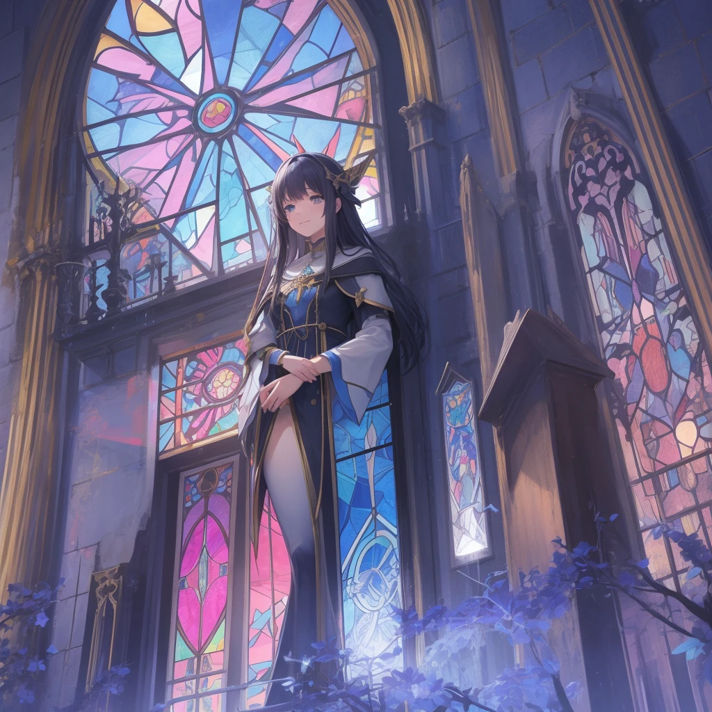 tarot
justice
axis、young woman、smile、Blue Hogow、Cathedral in the background((Stained glass))、Valentine's Chocolate、Surrounded by believers、Light tones、Gothic style、Decorative edging design。
,Add_Details:1, Add_Details:0, Add_Details:0.5