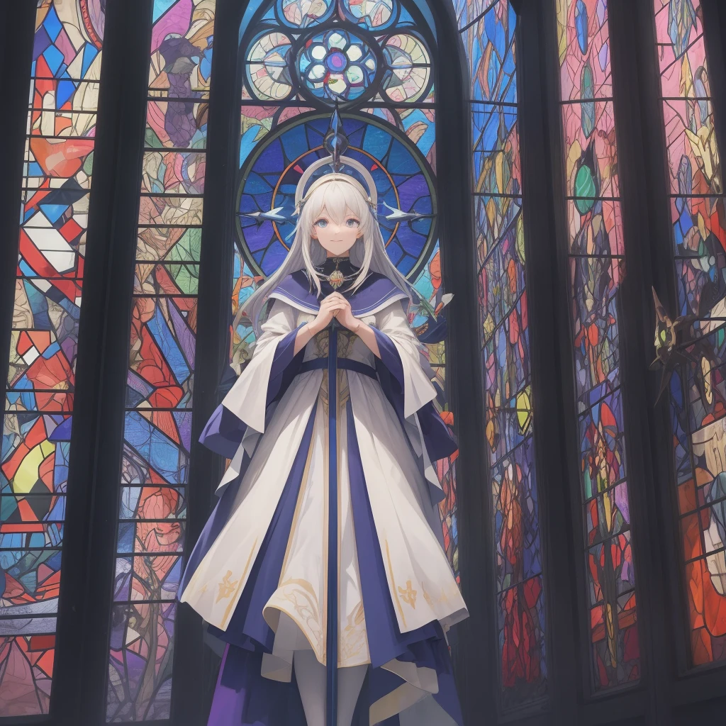 tarot
justice
axis、young woman、smile、Blue Hogow、Cathedral in the background((Stained glass))、Valentine's Chocolate、Surrounded by believers、Light tones、Gothic style、Decorative edging design。
,Add_Details:1, Add_Details:0, Add_Details:0.5