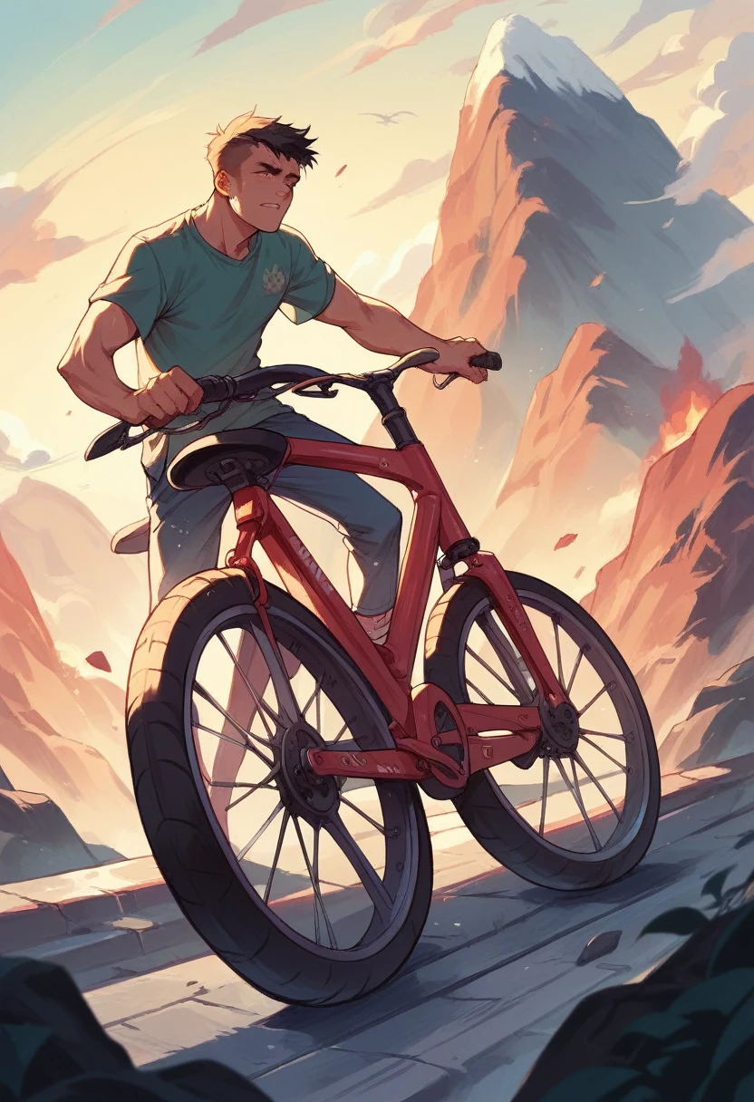 volcano bike wheel coming straight out of it