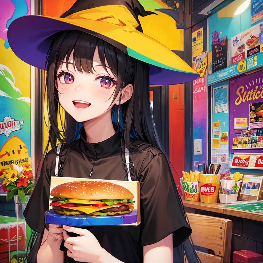 witch(Art room Painting on canvas(Burger Shop Rainbow colors)smile)Poster