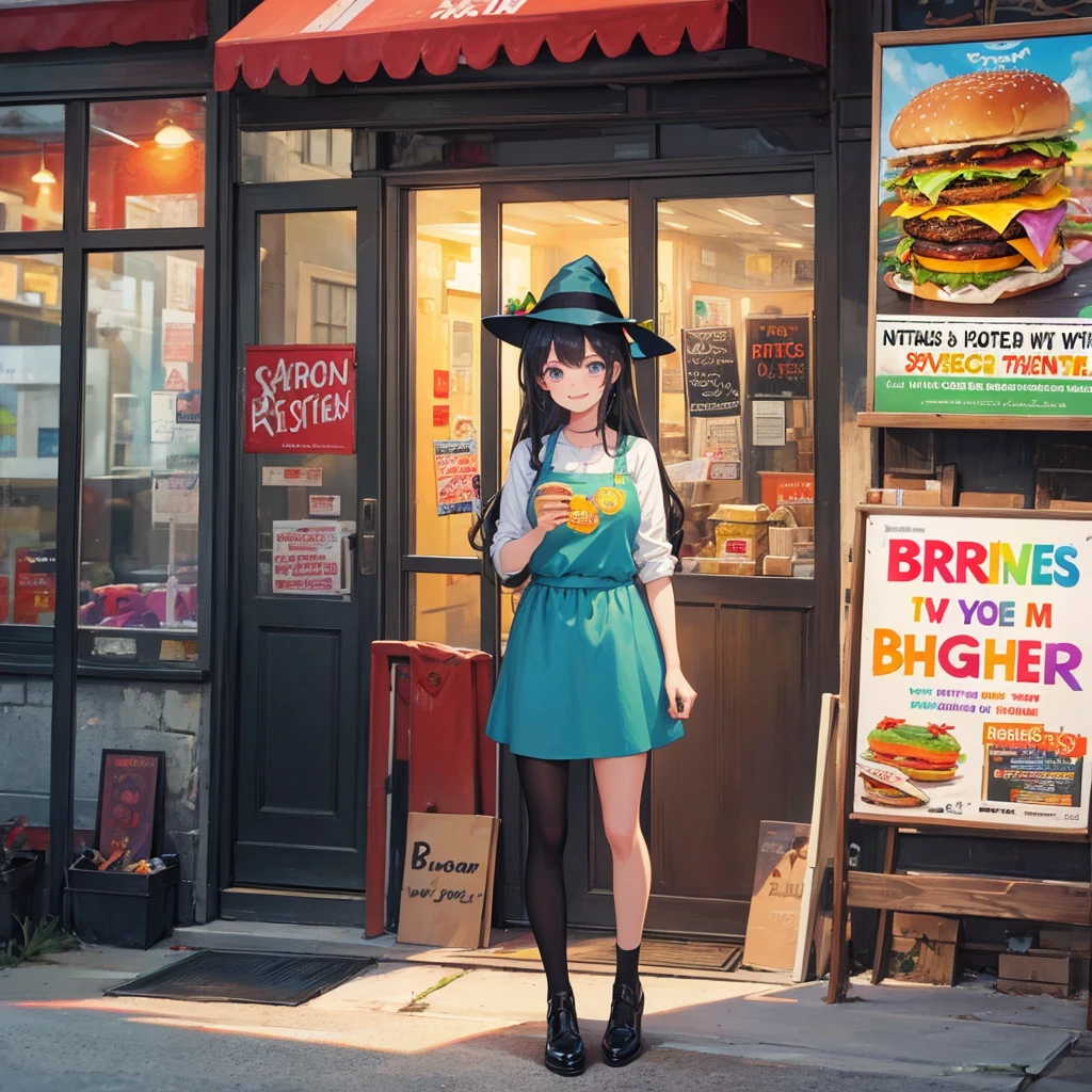 witch(Art room Painting on canvas(Burger Shop Rainbow colors)smile)Poster