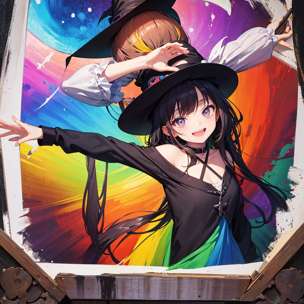 witch(Art room Painting on canvas(Crucifixion Slam Rainbow colors)smile)Poster