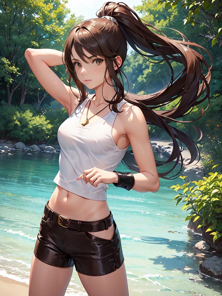 one girl, (a beauty girl, delicate girl:1.3), (15 years old, gal:1.3), break, nsfw, (nude:1.4), break, very fine eye definition, (symmetrical eyes:1.3), break, (beach:1.2), (from back, lean forward:1.3), break, small breasts, brown eyes, parted bangs, brown hair, petite girl, break, (eyes and faces with detailed:1.0), break, (masterpiece, best quality, ultra detailed, detailed face, 8k)