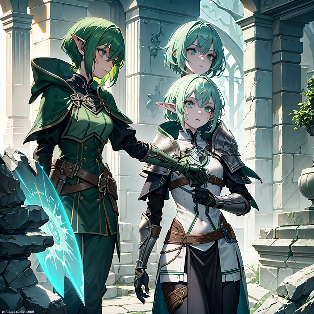 a beautiful young dark elf girl with ashen skin, light green hair and dark green eyes, freckles on her face, stature, holding a small shield in her right hand, excellent medic skilled in poisons and medicines, fantasy, digital art, highly detailed, intricate, cinematic lighting, vibrant colors, 8k, photorealistic, concept art, character design