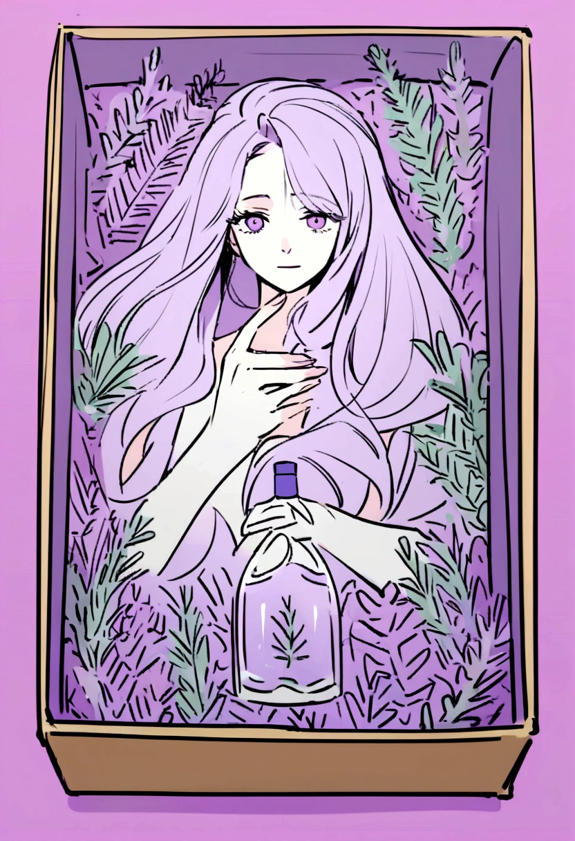 Give me two CARTOONS of a shampoo and that the bottle is coral in color and another in lilac color with a lavender and rosemary theme that looks like a drawing and that in the center is "LavandaRom" AND THAT IT IS IN A NICE PACKAGING. I MEAN IN A BOX OR SOMETHING SO THAT THEY ARE DRAWN, DRAWN NOT IMAGES BUT DRAWING