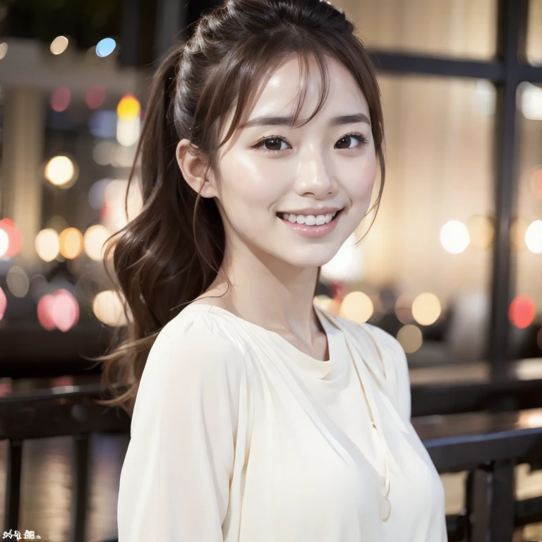 (masterpiece, best quality:1.2), 1girl, solo, smiling face, upper body photo, [close-up of face], random elegant outfit, blurry background, accurate anatomy, perfect beautiful face in ultra-high definition, extremely bright and glowing skin, highlighting body lines