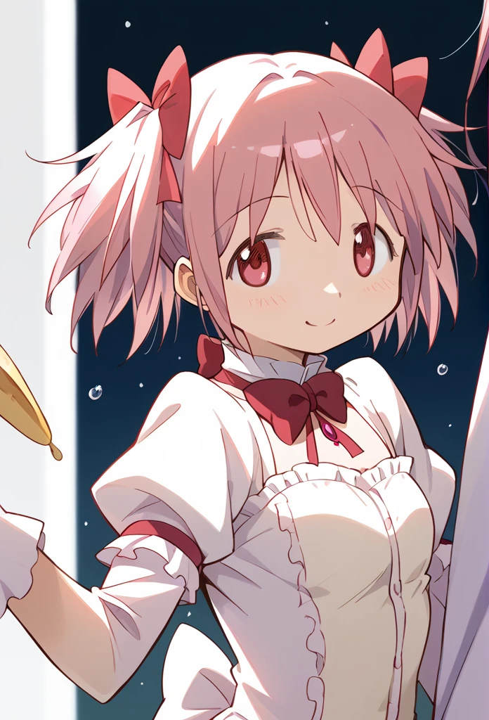 score_9, score_8_up, (beautiful lighting), (female focus), (standing:1.2),  ((madoka)) \(Puella Magi Madoka Magica\),1girl,short twintails, ((looking at the viewer)), (smile), {{maid}}, {pink hair}, 1girl, spiroast, {{kaname madoka}}, in a cold, Fresh air,  {artist:yoneyama_mai}, {by misaka12003, stu dts} {artist:quasarcake}, {artist:ciloranko}, {oil painting}, realistic, gradient, best quality, amazing quality, very aesthetic, absurdres, best quality, amazing quality, very aesthetic, absurdres