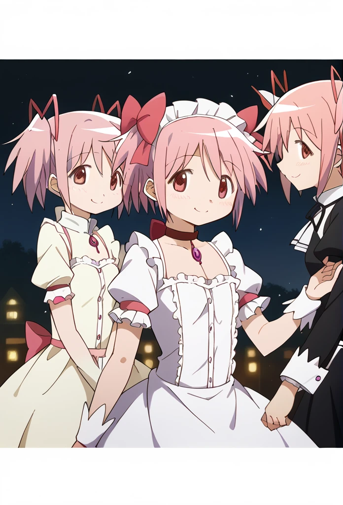 score_9, score_8_up, (beautiful lighting), (female focus), (standing:1.2),  ((madoka)) \(Puella Magi Madoka Magica\),1girl,short twintails, ((looking at the viewer)), (smile), {{maid}}, {pink hair}, 1girl, spiroast, {{kaname madoka}}, in a cold, Fresh air,  {artist:yoneyama_mai}, {by misaka12003, stu dts} {artist:quasarcake}, {artist:ciloranko}, {oil painting}, realistic, gradient, best quality, amazing quality, very aesthetic, absurdres, best quality, amazing quality, very aesthetic, absurdres