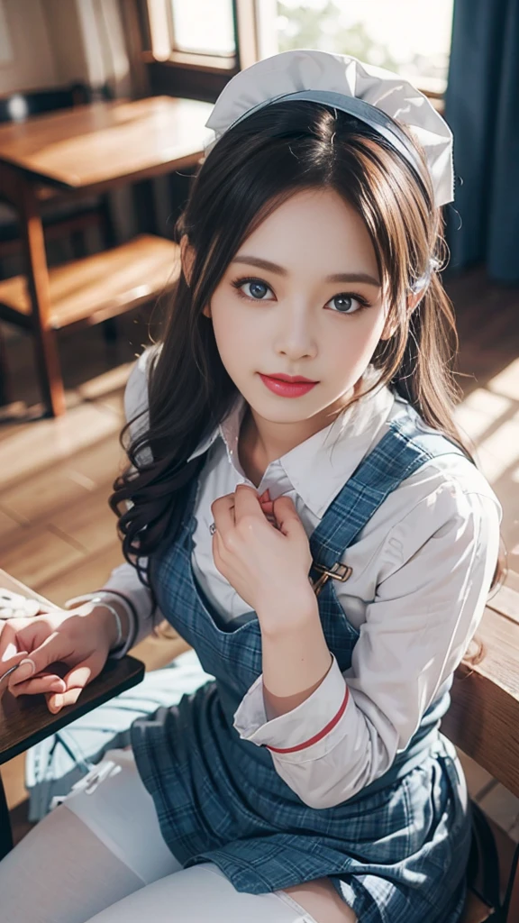 🎨 Model: MeinaMix V8 🔍 Keywords: apron, blue eyes, Garter, Composition anime girl shows charming charm, Maid uniform, Reality, Highly realistic photos taken with a Canon camera, Very high quality and high definition