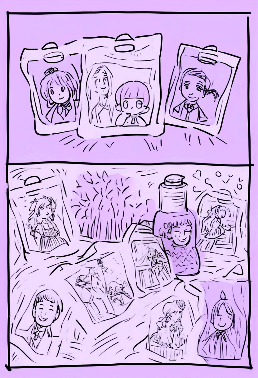 GIVE ME A DRAWING OF THE BOX AND THE SHAMPOO INSIDE, Give me two CARTOONS of a shampoo and that the bottle is coral in color and another in lilac color with a lavender and rosemary theme that looks like a drawing and that in the center is "LavandaRom" NOT IMAGES BUT DRAWING