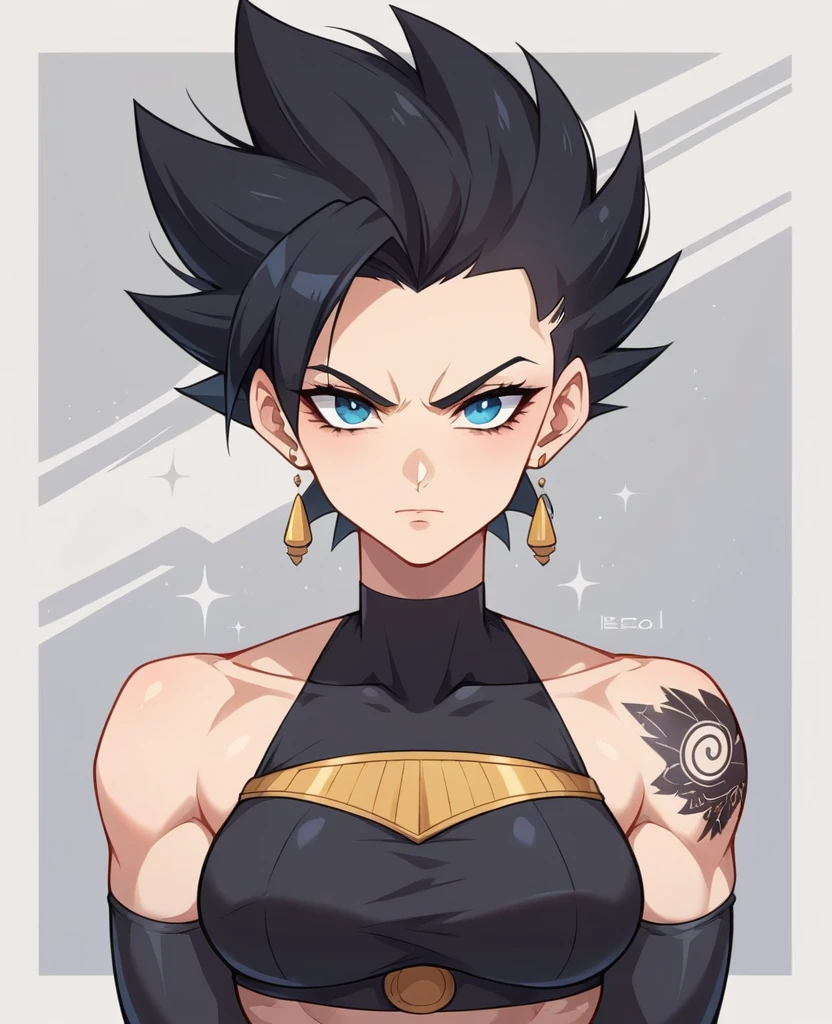 em uma praia com grande luar elementos sombrios style, modern Sasuke + Girl Vegeta DBZ  blue black gold lux dark seda short jaketa fire tattoo, expressive pose, urbanpunk, multi-layered perfect texture background, neo-expressiom