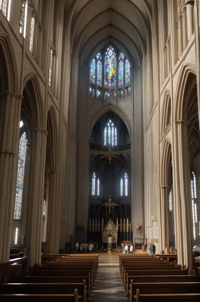 Inside church, with many people behind