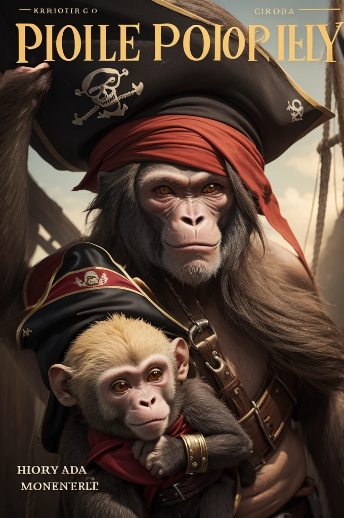 Crie uma capa para um ebook . A pirate monkey climbs 