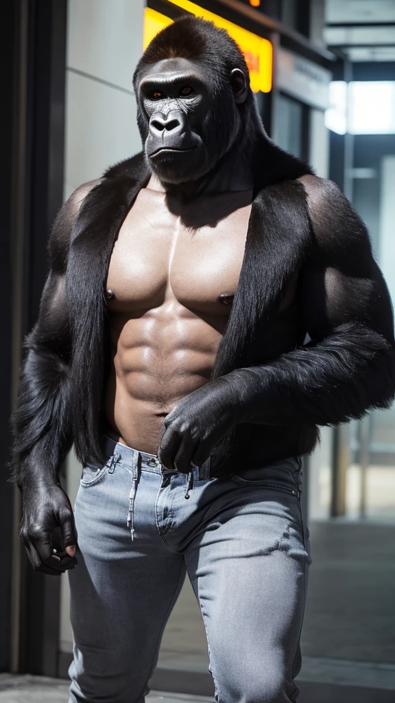 Handsome、cool、Realistic gorilla、Masculine look、Popularity、Masterpiece、high resolution、Dressed like a human
