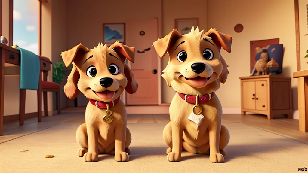 dog, cartoon, anime, pets, animals, funny, high quality, one dog, gold retrivier