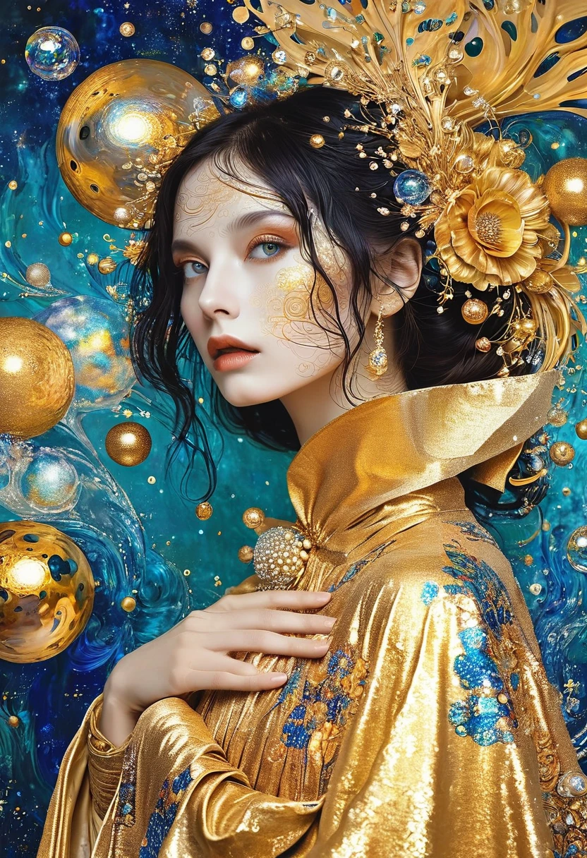 Album Cover Art. seaart ai imagination seaart extremely creative,And all your knowledge. Creation of Gustav Klimt《Beautiful woman masterpiece》