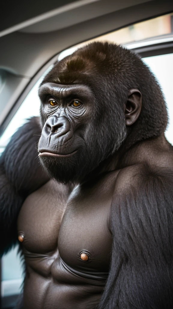 Handsome、cool、Realistic gorilla、男らA funny expression、Popularity、Masterpiece、high resolution、Wild Gorilla、Rin々A funny expression、muscle、whole body