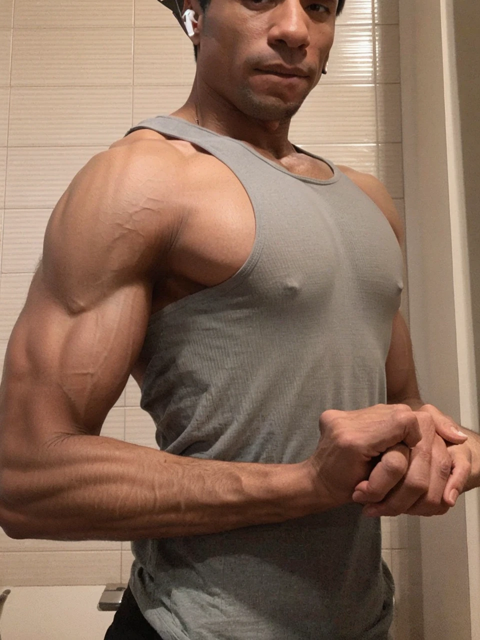Big muscles on steroids, Bodybuilder in the mass phase,