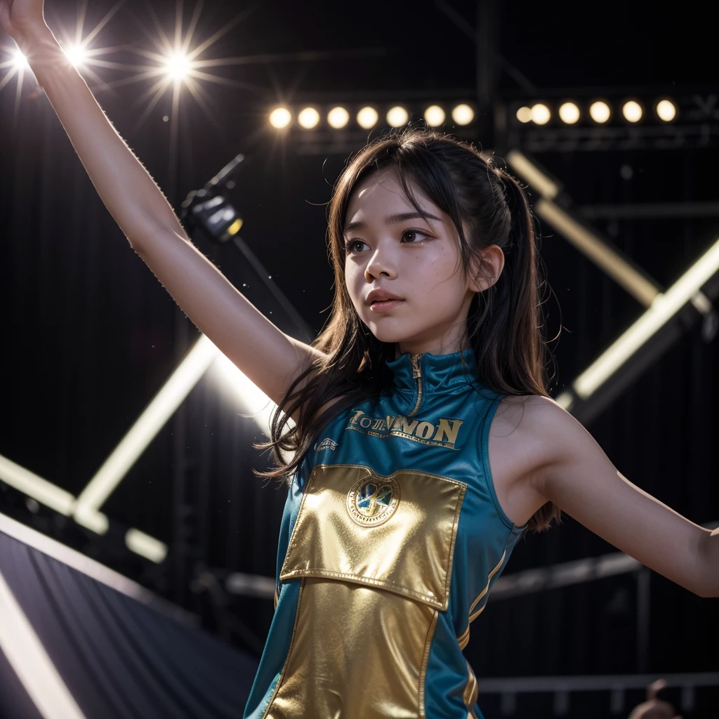 Image: A person celebrating an achievement, raising their hands in victory, symbolizing success achieved through determination.