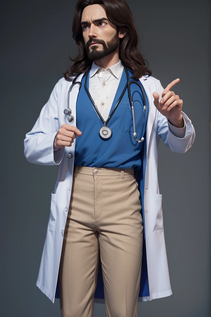Jesus dressed as a doctor 3d pixar style