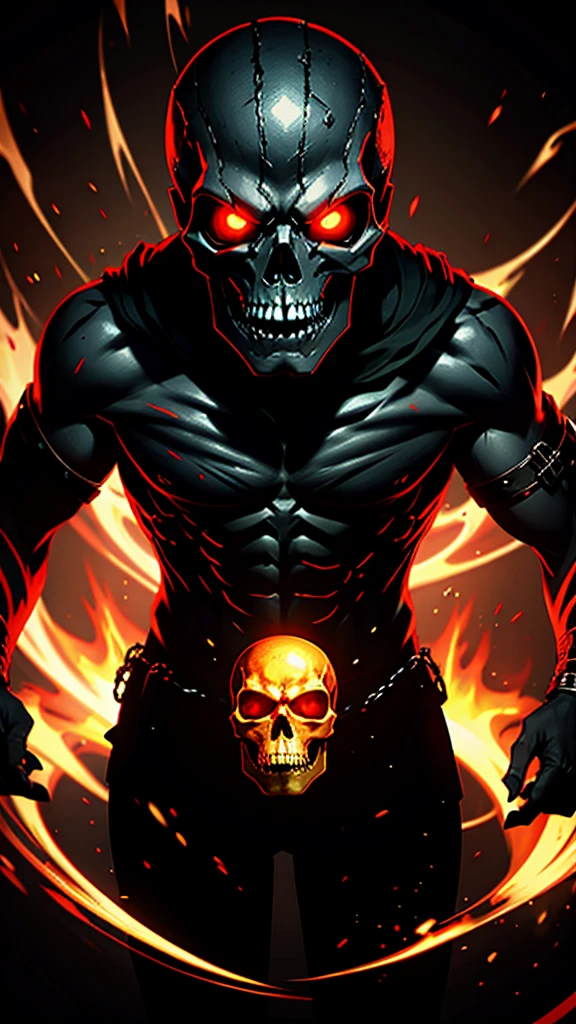 8k, extremely carved, cinema lighting, an angry skull with red eyes, (head only)