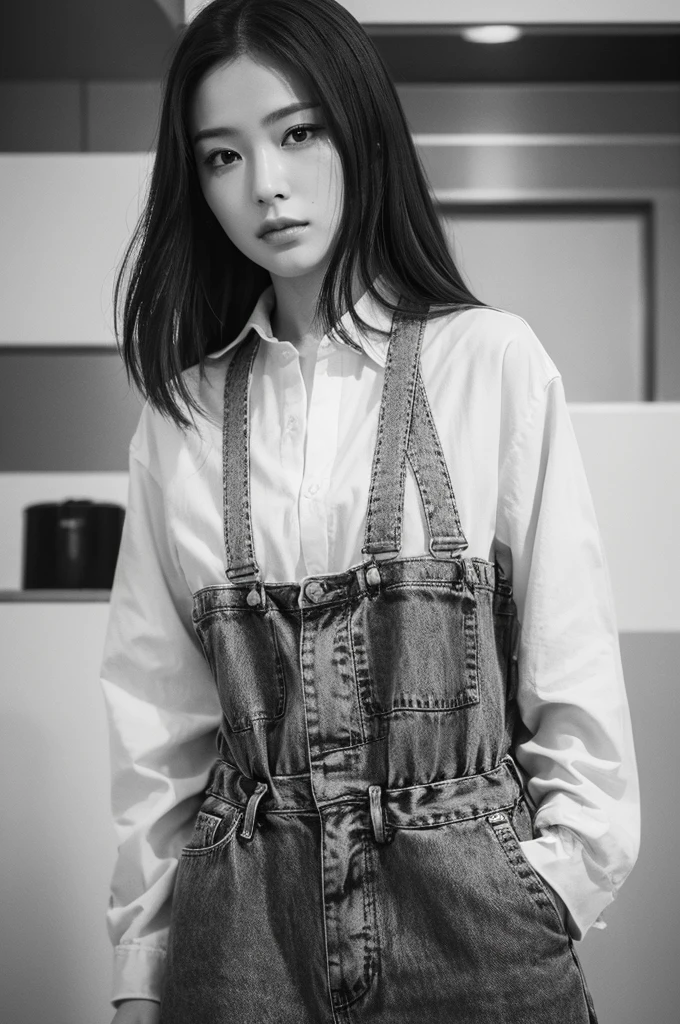 ((Highest quality)), ((8K)), ((masterpiece: 1.3)), (Perfect appearance), (Photorealism: 1.6), (Ultra-high resolution), (Monochrome), (JMA), (AIF), (Japanese Matureの肖像画), (Mature Woman'profile), (60 years old, Japanese Mature), ((Realistic skin texture)), ((Realistic skin texture)), (Fine wrinkles all over the skin), (Dullness), (Facial wrinkles), (Wrinkles around the eyes), double eyelid, Tear bags under the eyelids, Gazing into the distance, Short bangs, Curly long hair,