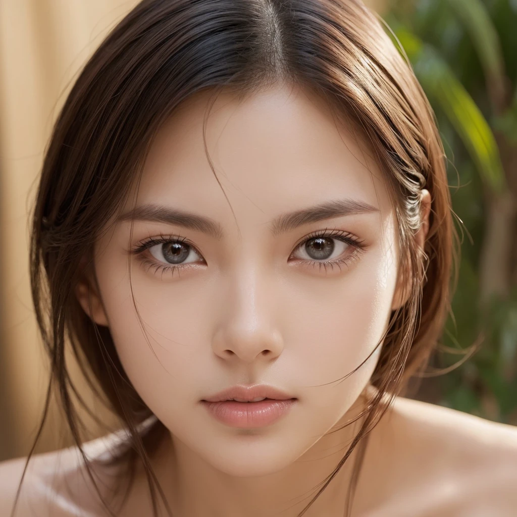 The face is facing forward　Neutral atmosphere　Dignity and Health　beautiful顔　Golden ratio facial features　nature　No makeup　beautiful　Handsome beauty　Clear, narrow eyes