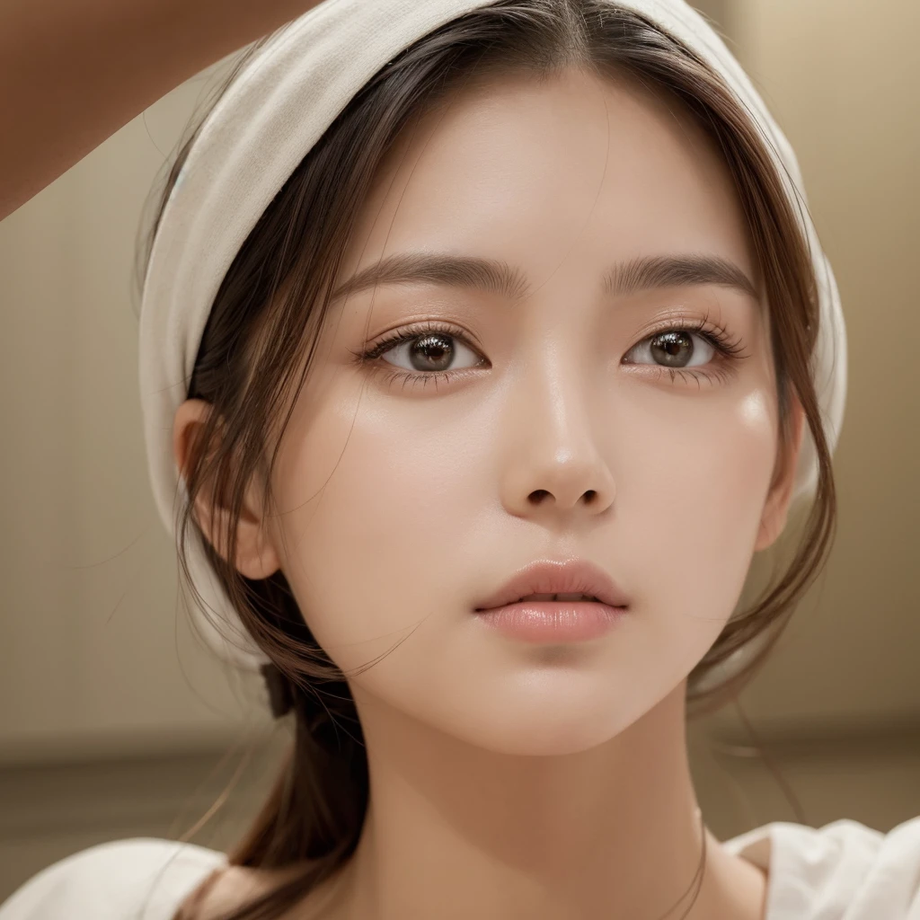 The face is facing forward Neutral atmosphere Dignity and Health beautiful顔 Golden ratio facial features nature No makeup beautiful Handsome beauty Clear, narrow eyes