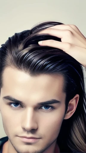 make a
beautiful of Finnish man Stylish hair focusing on her face.
