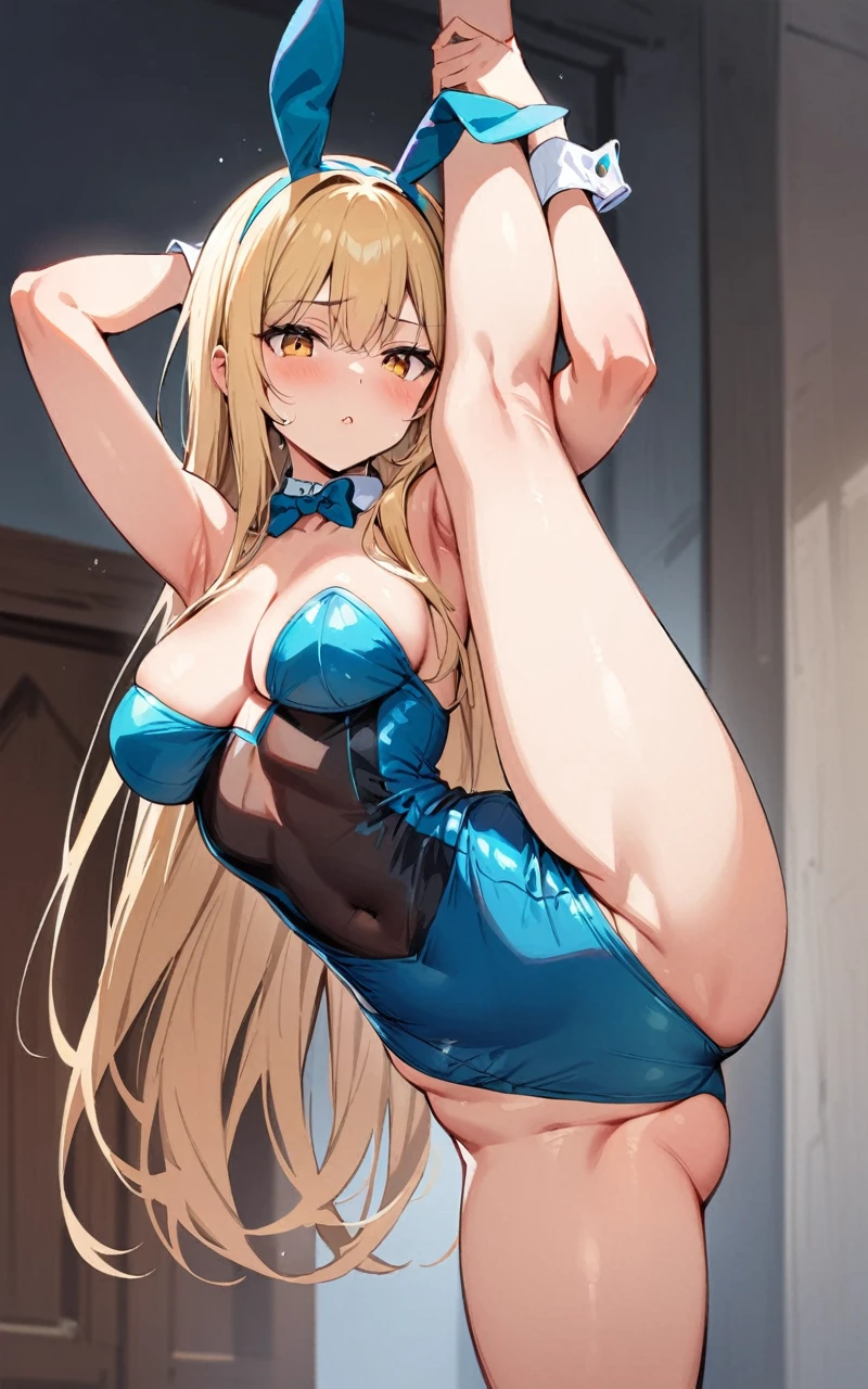 (masterpiece, highest quality:1.2), 1 girl, alone,Are standing_Split, 
long hair，Bunny Girl