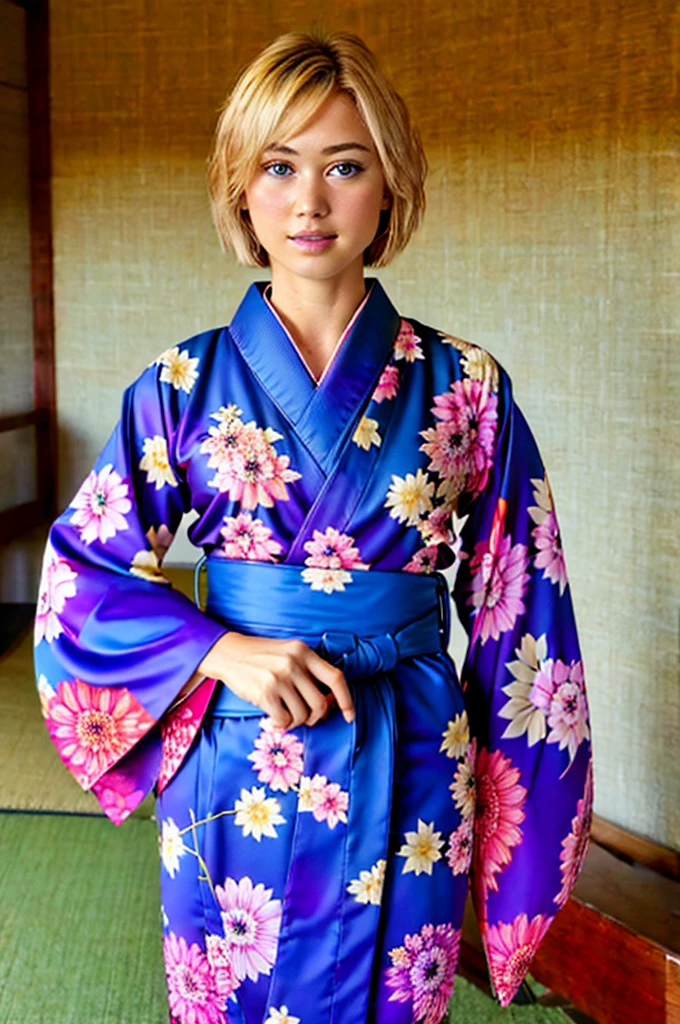 (extremely detailed 8k wallpaper),
1girl in, age19, Solo, short blond hair, looking at the camera, o-face, fairly skin, white skin, full body, (blue eye)
((Kimono)), (natural light), (seductive), realistic,
soft lighting, high quality, film grain, Fujifilm XT3 sharp focus, f 5.6, 50mm, High Detail, Sharp focus, ((Eye: 1.2), ((Kimono)), (breast: 1.2)