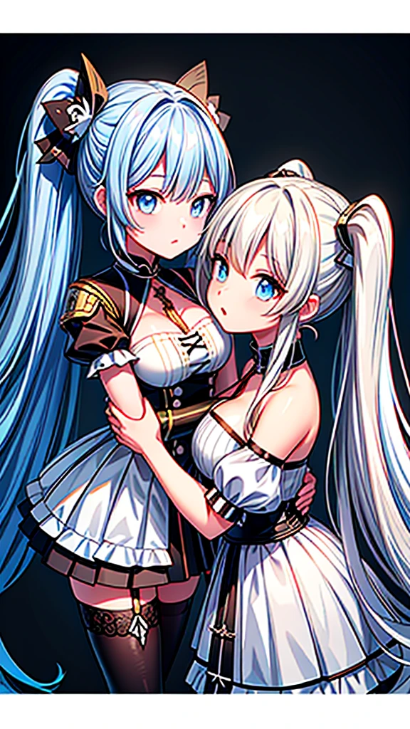 1girl, 1 girl kissing another long white-haired girl, 2 beautiful anime style girls, Azur Lane, Azur Lane characters, best anime 4k konachan wallpaper, Azur Lane style, from Girls' Frontline, Girls' Frontline style, highly detailed, intricate details, masterpiece, photorealistic, sharp focus, studio lighting, ultra-detailed, vibrant colors