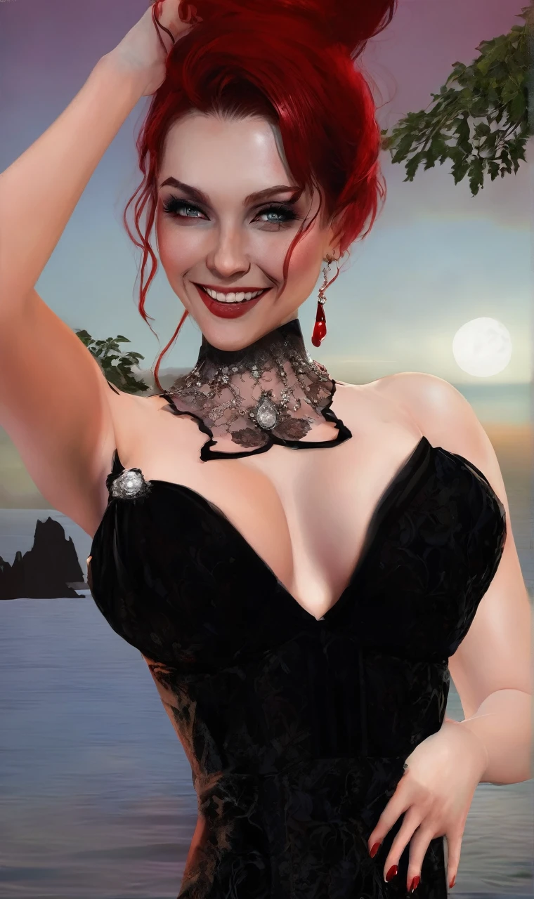 Redhead beautiful smiling vampire