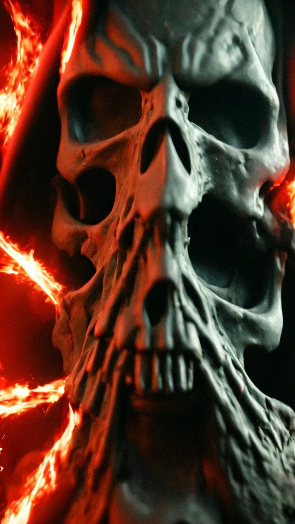 
8k, extremely sculpted, cinema lighting, an angry wizard skull with red eyes, (head only)