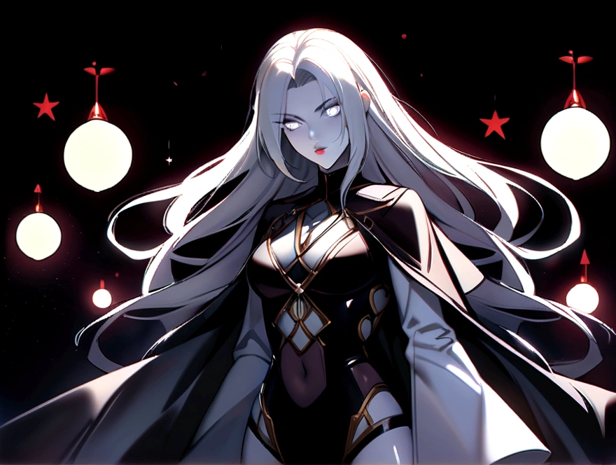 masutepiece, Highest Quality, Solo Focus, (Perfect face:1.1), (high detailing:1.1),Dramatic, 1guy, (pale skin), long voluminous braided white hair,, White eyes, Solo, Long hair, Moon, Night, white luxury suit, White fedora hat, Covered navel, Pouty lips, Covered, Jazz club, Detailed background, Art by Artgerm and Greg Rutkowski, Gothic Renaissance, Cinematic lighting,
Etiqueta negativa