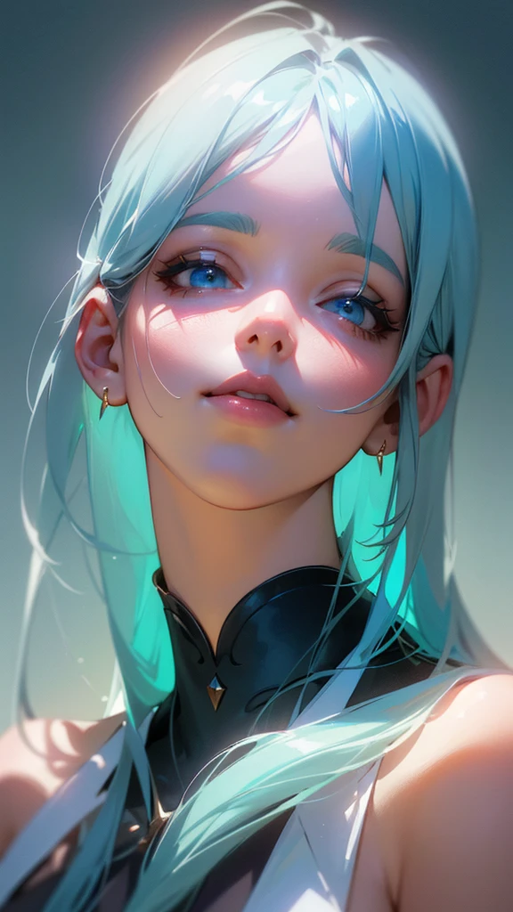 a cute girl with light blue hair and long hair, light blue eyes, eating chocolate mint ice cream, surrounded by chocolate mint ice cream, smiling, with light particles and light showers, (best quality,4k,8k,highres,masterpiece:1.2),ultra-detailed,(realistic,photorealistic,photo-realistic:1.37),extremely detailed eyes and face, beautiful detailed eyes, beautiful detailed lips, longeyelashes,portrait,fantasy,magic,ethereal,whimsical,soft lighting,pastel colors