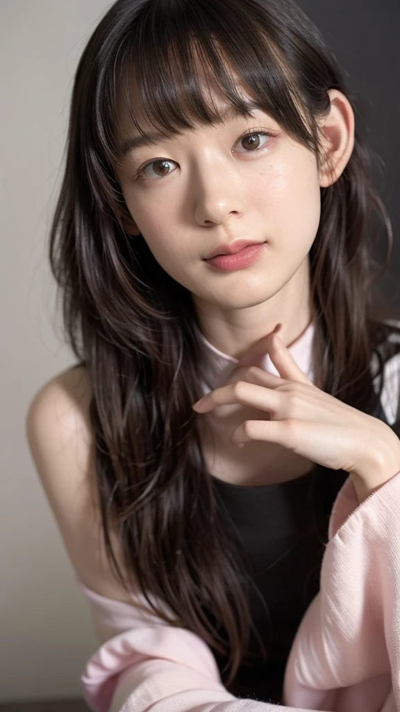 (((Ultra-high resolution、close、Cute Japanese Woman)))、顔のUltra-high resolutionクローズアップ画像を作成してください。
Long, straight black hair frames her face。
So that every single hair is clearly visible、Depicts subtle color changes depending on the amount of light hitting the subject。
The skin is white and smooth、Has a natural glow。
Fine skin texture、Representing the fine details of pores。
amountや頬に薄い赤みがある部分を詳細に。
The eyes are almond-shaped and dark brown.。
Fine details of the iris、Depicts color gradations and patterns。
Long, natural-looking eyelashes, each and every one visible。
Well-groomed eyebrows、indivual々The hair is clearly visible。
Light reflects off into the eyes、Create small highlights。
noseは繊細で、nose孔の細かいディテールがある。
Lips are plump and naturally pink。
Depicts the fine lines and soft curves of the lips。
Shiny、Accentuate the shape。
Detailed depiction of lip texture。
Particular attention to the depiction of light and shadow。
Soft natural light gently illuminates the face from the front。
amount、nose、Creates a subtle glow on the cheeks。
Shadows are cast softly along the contours of the face、cheekbone、Jaw Curve、noseの側面を強調。
The gloss of her lips reflects the light faintly.、Emphasizes plump texture。
The shadow of the hair adds depth and dimension.、indivual々The hair shines in the light。
The background is simple and blurred.、Focus on the face。
In the highest quality、Representing the utmost detail。
Negative prompts:

Noisy Images、Low resolution、Avoid blurry detaily hair is messy、Avoid unnatural hair textures。
Skin is unnaturally smooth、Avoid overly processed skin images。
Pores are invisible、Avoid products that have lost their skin texture。
Flat iris、Avoid those that lack detailed information。
short lashes、Avoid unnaturally thin eyebrows。
Light reflects off into the eyesていない、Avoid those with expressionless eyes。
noseのディテールが欠けているものは避ける。
Dry lips、Avoid unnatural colors。
Lip texture is not visible、Avoid non-shiny items。
Poor balance of light and shadow、Avoid evenly lit faces。
amount、nose、Avoid products that don&#39;t have a glow on your cheeks.。
cheekboneやJaw Curveが強調されていないものは避ける。
The shadow of the hair is shallow、Avoid things that lack volume。
The background is complicated、Avoid images where the face is not in focus。