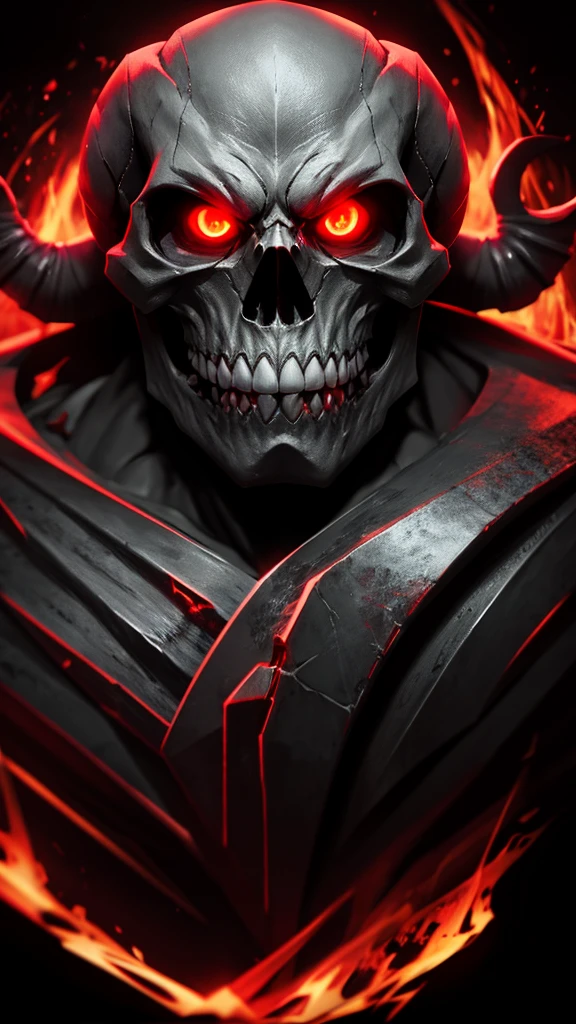 8k, extremely sculpted, cinema lighting, an angry wizard skull with red eyes, (head only)