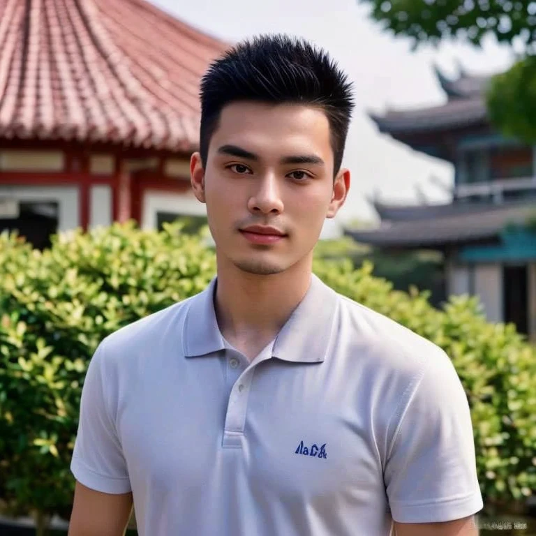 Aaraf wearing a white shirt and necklace stood in front of a bush., Haraf man looking at camera, perfect has a round face, A well-maintained model., Southeast Asian man with a round face, 3-D profile picture, 8K, 45,000,000 pixcls, realistic light colors, beautiful young asian man, charming anime, Comfortable pose, Anime Asian man in real life, attractive handsome man, young asian man, Russian mixed with Japanese, perfect body, Freestyle photo of a handsome young man, beautiful asian man, The character is in her natural pose., Handsome Chad Chin, South Korean man, 2 8 years, 2 7 years,
