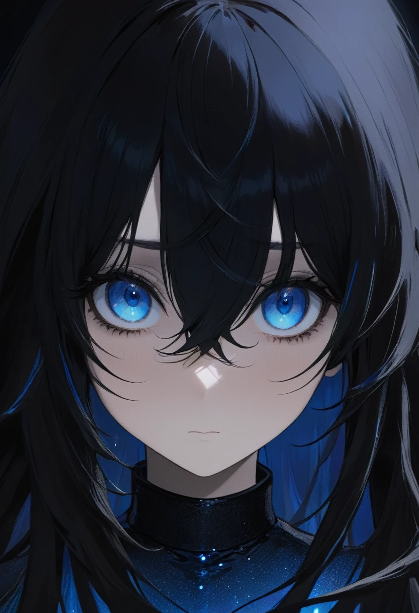 girl.Her hair is black.Beautiful eyes.The blue eyes.At night time.
Black flowing hair. I grow.nocturnal.Sad.Quiet