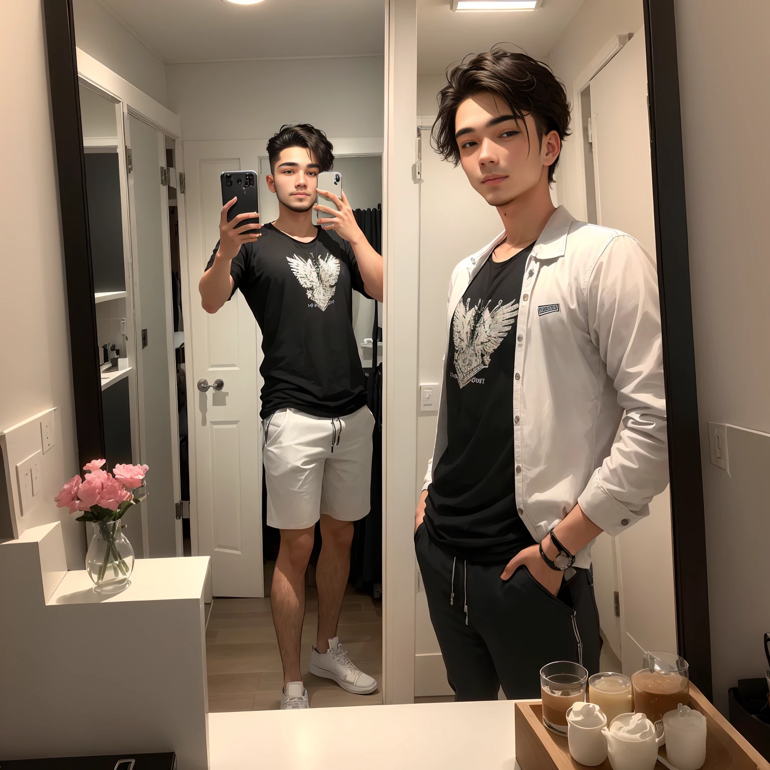 there is a man taking a selfie in the mirror, suitable photo, 27 years old, 29-years-old, 28 years old, taken at the beginning of 2020, 23 year old, 24 years old, he is about 30 years old, he is about 30 years old, 32 years old, 22 years old