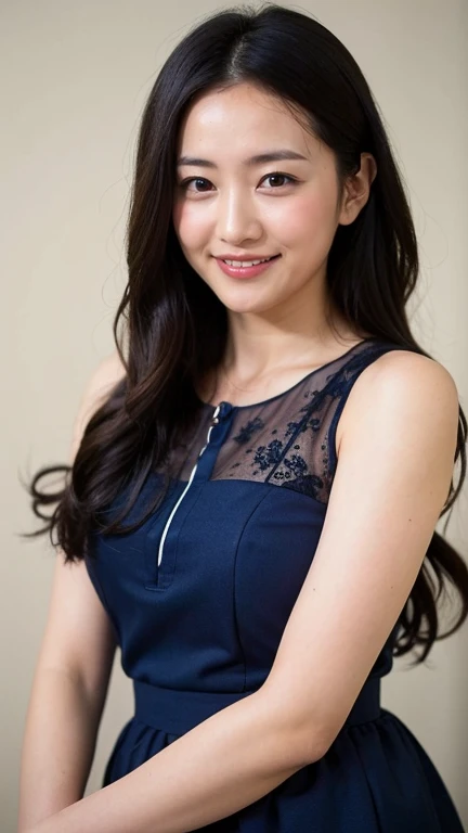 ((Highest quality, 8K, Portraits: 1.3)), (Viewer Display), Photographic realism,  Sharp focus, alone, Japanese women,Straight semi-long hair,Photograph the upper body、 Accentuate your breasts, ((Big Breasts))),，30 years old, Casual Dresses
