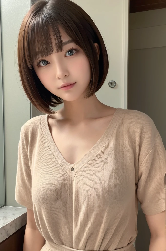 ((Highest quality)), ((masterpiece)), (detailed), One girl, Short Bob、front、From the chest up