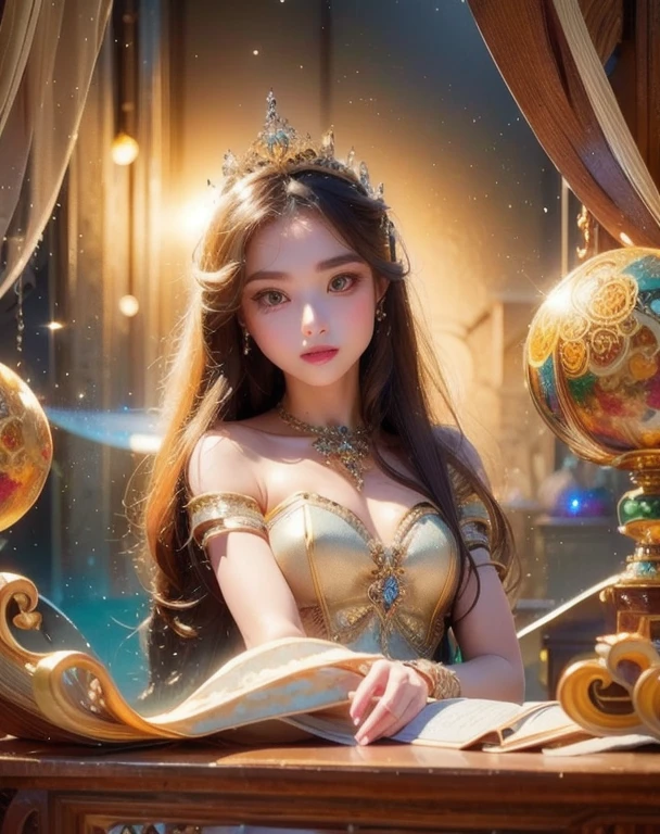 top quality、8K、32k、​Masterpiece,)beautiful woman、natural look、look away 、hair wet、Sheer long dress、Soft atmosphere、moment、No makeup、Shot from the side、the sea sparkles、night,sunset sky、Long distance shooting、Stroll along the sandy beach、a smile, she has beautiful small eyes and long natural eyelashes, she has small but little full rose lips, high quality, 8K Ultra HD, masterpiece, beautiful woman, create a whimsical moment where zoltar magical geode ball creates a big bang super nova powerful and luminous explosion of a star, quantum fluctuations, cosmic rays, gravitational waves, milky way in the style of tarot and microsoft 3D pinball space cadet, double long exposure movie still, full body.