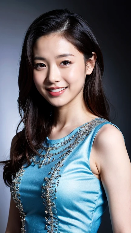 ((Highest quality, 8K, Portraits: 1.3)), (Viewer Display), Photographic realism,  Sharp focus, alone, Japanese women,Straight semi-long hair,Photograph the upper body、 Accentuate your breasts, ((Big Breasts))),，30 years old, Casual Dresses