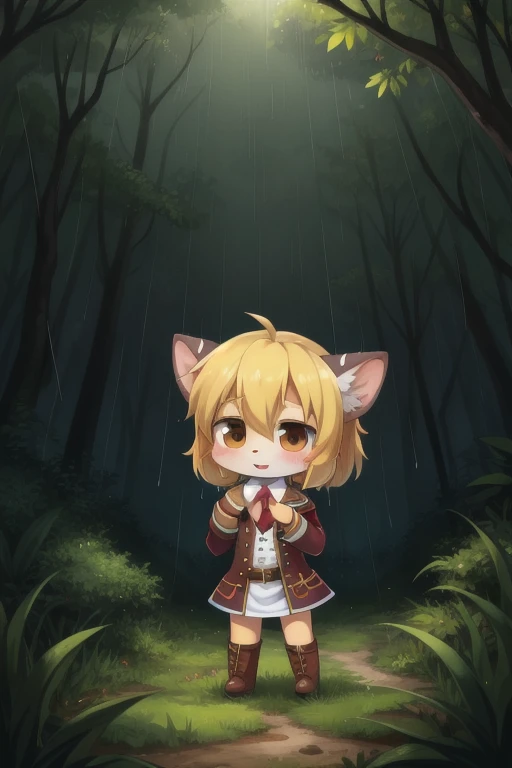 hole, Chibi, pirate in the rain raining forest background
